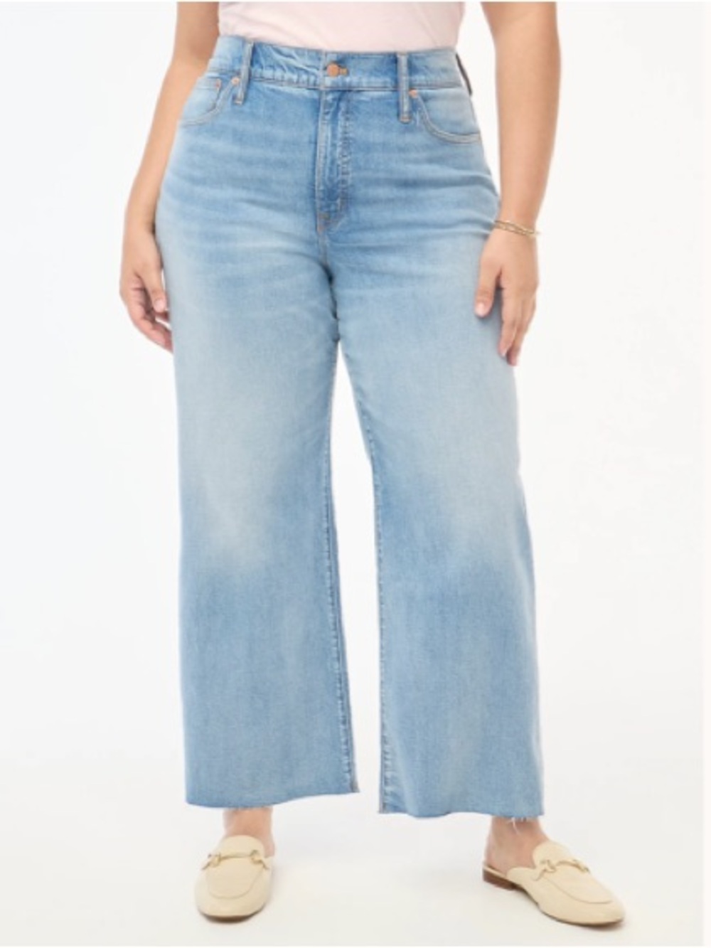 J. Crew Factory Wide Leg Crop Jeans in All Day Stretch Light Blue Wash Size 32